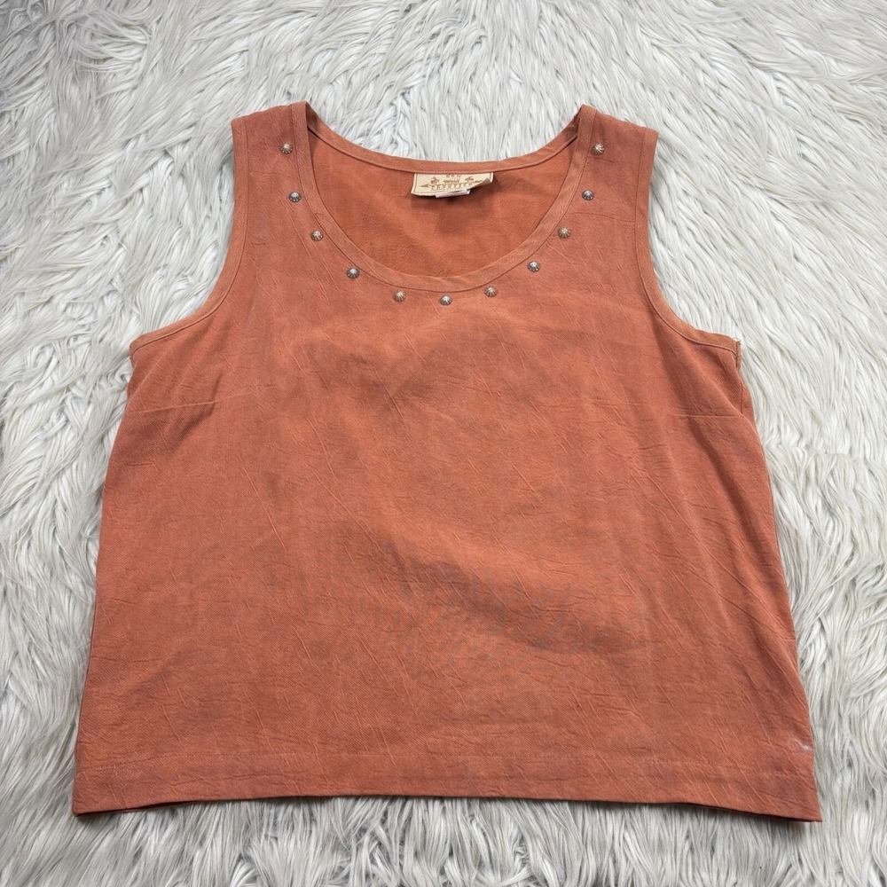 Vintage New Frontier Women's M Orange Western Studded Tank Made in USA